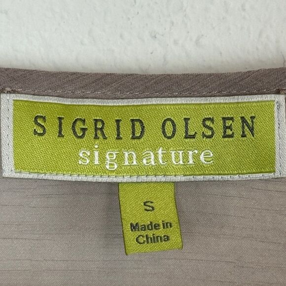 Sigrid Olsen Signature Beige Embroidered Sheer Top S - Picture 4 of 8